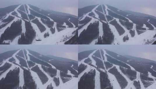 航拍吉林省通化市万峰滑雪场冬季风光高清在线视频素材下载