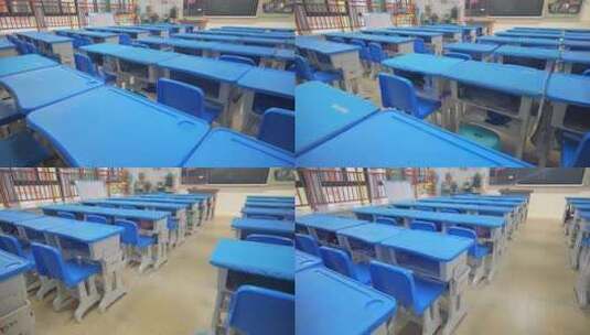学生上课课堂桌椅板凳高清在线视频素材下载