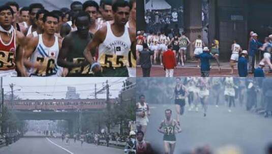 男子马拉松 1964年东京奥运会高清在线视频素材下载