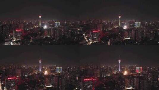 成都339夜景航拍4k高清在线视频素材下载