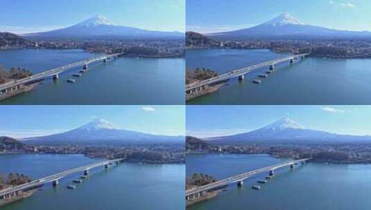 富士山、川口湖、山、雪高清在线视频素材下载