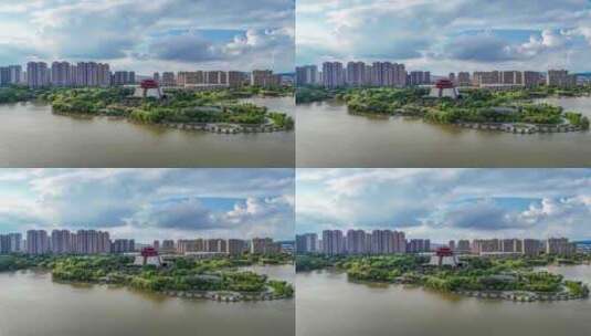 山东枣庄城市风光航拍延时高清在线视频素材下载