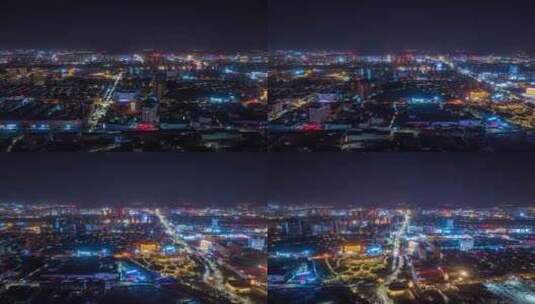 榆林榆阳古城航拍夜景城市天际线延时璀璨高清在线视频素材下载