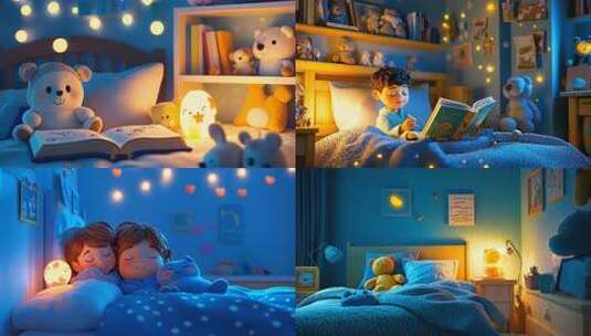 合集 温馨的夜晚 儿童睡房美妙好梦沉睡高清在线视频素材下载