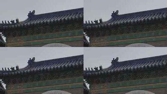古建筑屋檐脊兽特写高清在线视频素材下载