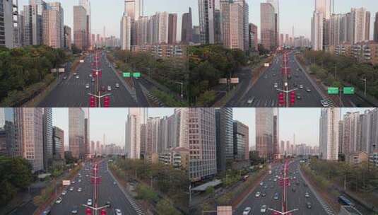深圳滨河大道城市道路高楼车流景观高清在线视频素材下载