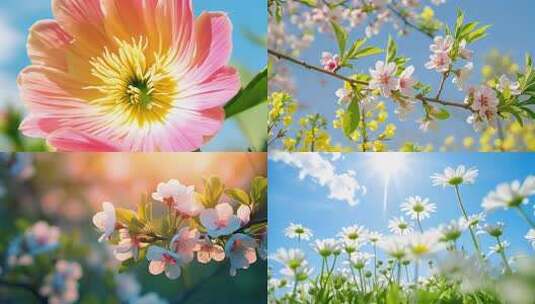 鲜花合集》花开延时春暖花开阳光花海高清在线视频素材下载