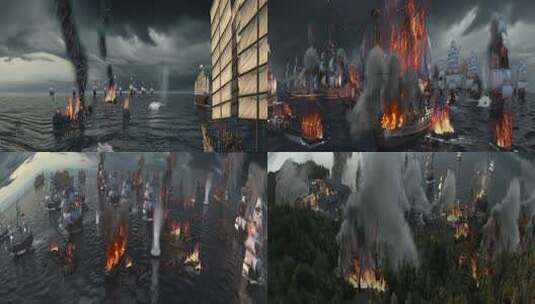 屯门海战鸦片战争-甲午战争攻城奴役片段高清在线视频素材下载