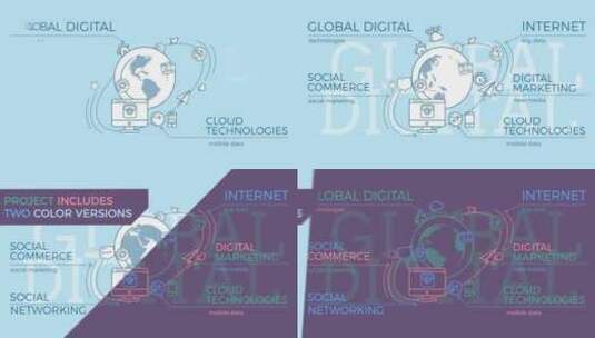 整洁明亮全球数字世界线条展示AE模板高清AE视频素材下载