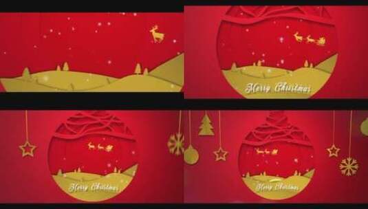红色圣诞节的标志节目视频开场展示AE模板高清AE视频素材下载