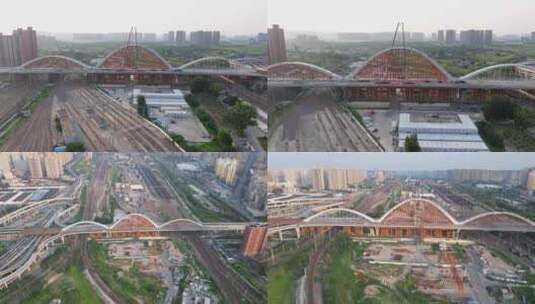 郑州彩虹桥 桥梁 建筑工人 焊接 彩虹桥高清在线视频素材下载