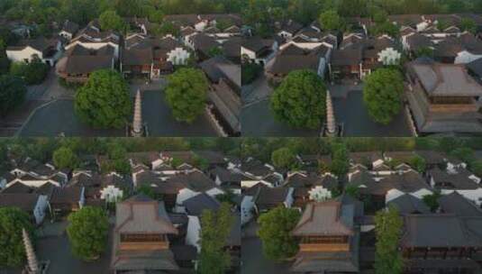 杭州大运河大兜路街区香积寺航拍高清在线视频素材下载
