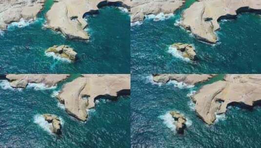 萨拉基尼科海滩。米洛斯岛。希腊。从无人机上观看。白天的海景。高清在线视频素材下载