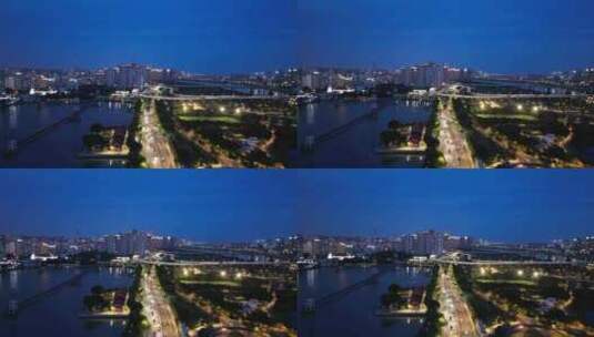 航拍福建泉州江滨北路刺桐大桥高清在线视频素材下载
