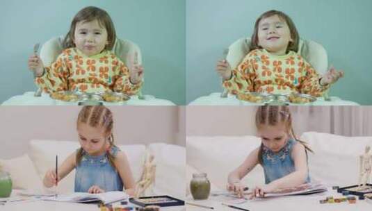 【合集】在进行油画创作的小女孩高清在线视频素材下载