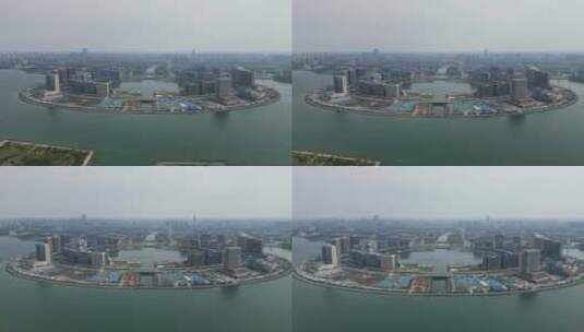 河南郑州金融岛航拍高清在线视频素材下载
