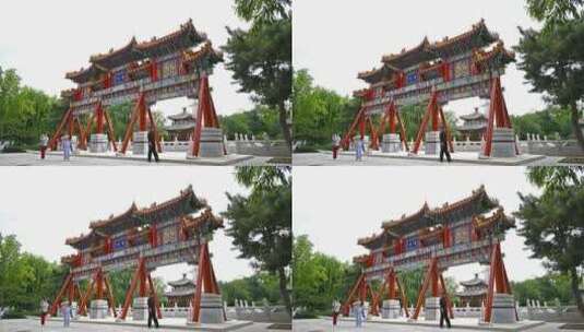 北京中国风牌楼全景 4K高清在线视频素材下载