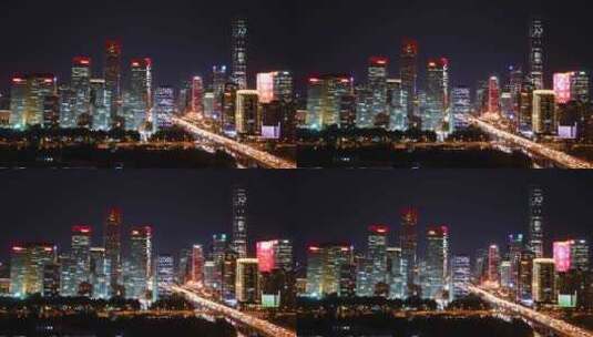 城市夜景光斑 城市夜景车流 北京夜晚高清在线视频素材下载