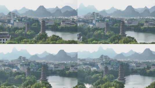中国广西桂林市象山区日月双塔文化公园高清在线视频素材下载