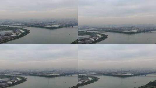 大气城市江河航拍原素材高清在线视频素材下载