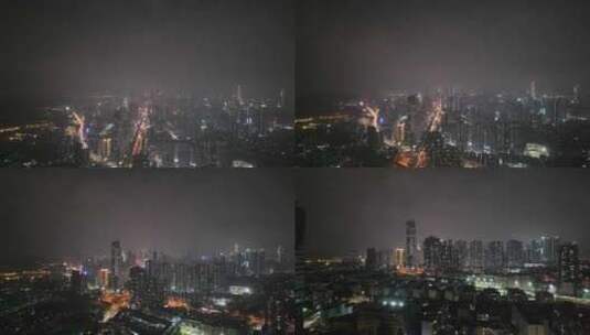 深圳罗湖区夜景航拍高清在线视频素材下载