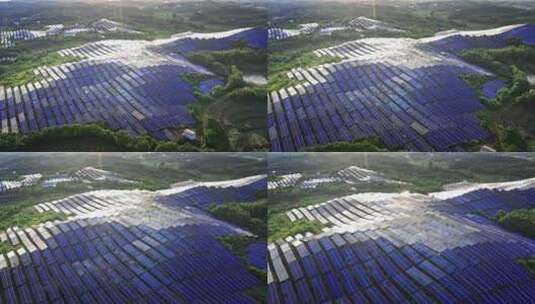 乡村安装太阳能光伏发电站高清在线视频素材下载