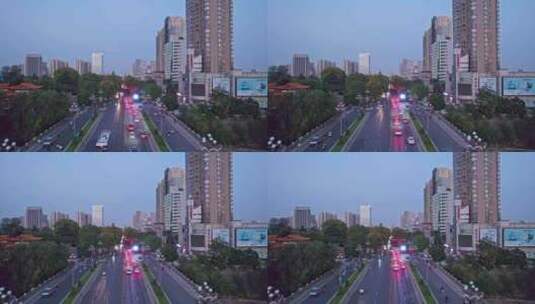 城市晚高峰车流航拍高清在线视频素材下载