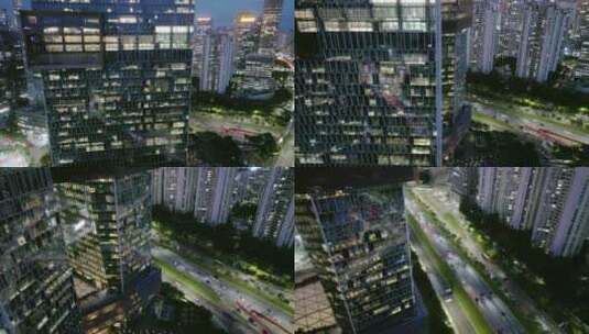 夜景航拍深圳腾讯大厦高清在线视频素材下载