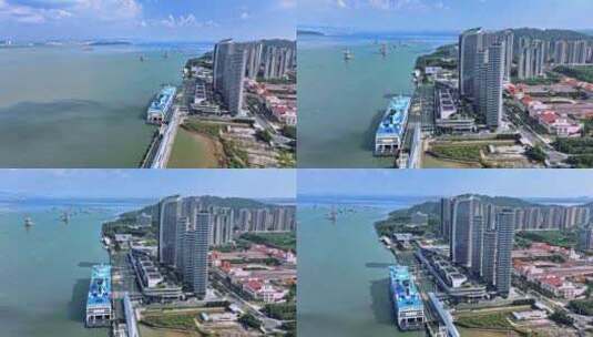 【4K】航拍 广州南沙港邮轮准备出航高清在线视频素材下载