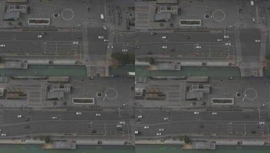 4K苏州无人机航拍街道车流地铁站交叉路口高清在线视频素材下载