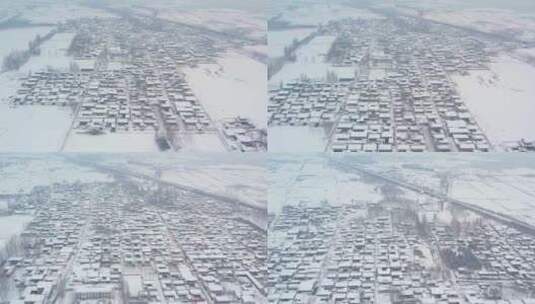 航拍  雪屋 雪景 冬天景色 雪后的村庄高清在线视频素材下载