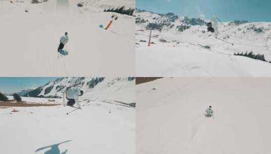 FPV航拍自由式滑雪高清在线视频素材下载