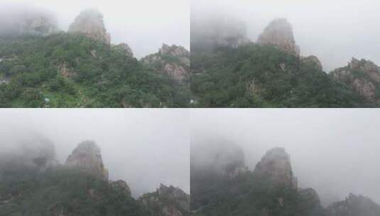 雨后泰山扇子崖，云雾缭绕高清在线视频素材下载