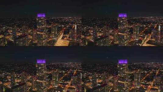 德克萨斯州奥斯汀市中心摩天大楼夜景灯光高清在线视频素材下载