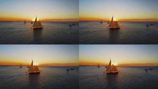 日出日落帆船航行高清在线视频素材下载