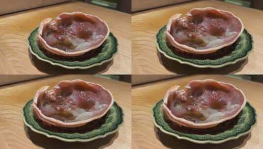日本料理螃蟹刺身心脏高清在线视频素材下载