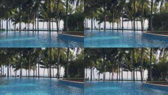 海南三亚海边度假酒店游泳池高清在线视频素材下载