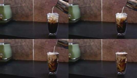 冰拿铁制作 咖啡高清在线视频素材下载