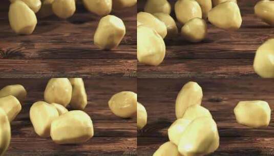 新鲜土豆加工特写慢动作镜头高清在线视频素材下载