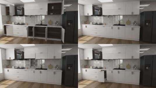 厨房橱柜开门功能展示宣传动画高清在线视频素材下载