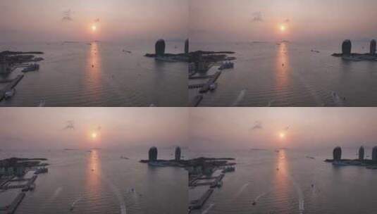 海南三亚凤凰岛海洋之梦航拍高清在线视频素材下载