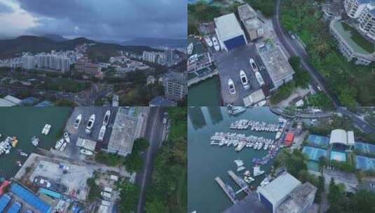 海南三亚国际游艇中心航拍高清在线视频素材下载