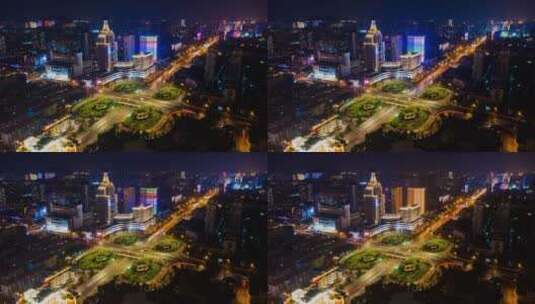 4k航拍延时济南城市夜景八一立交桥高清在线视频素材下载