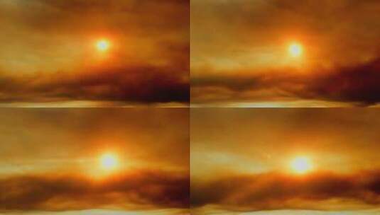 日落时分从火中冒出烟云高清在线视频素材下载