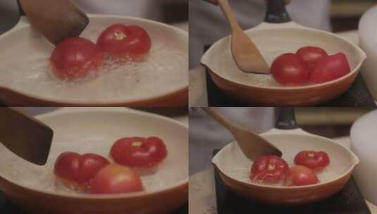 开水烫番茄番茄剥皮 (3)高清在线视频素材下载