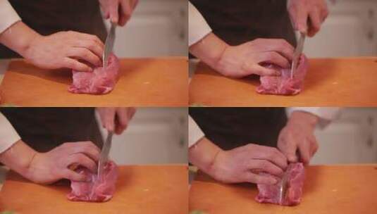 菜刀切里脊肉瘦肉 (2)高清在线视频素材下载