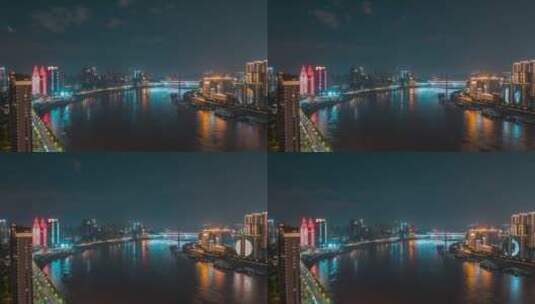 重庆_南滨路_长江夜景_重庆双子塔高清在线视频素材下载