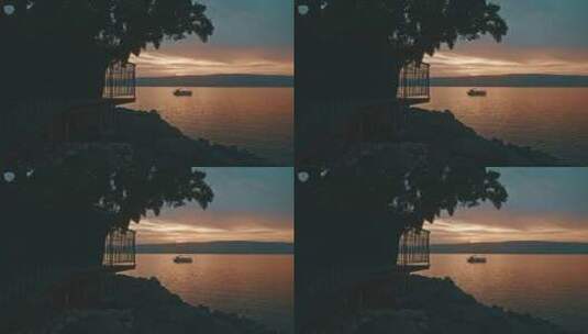 日落时海边的景观高清在线视频素材下载