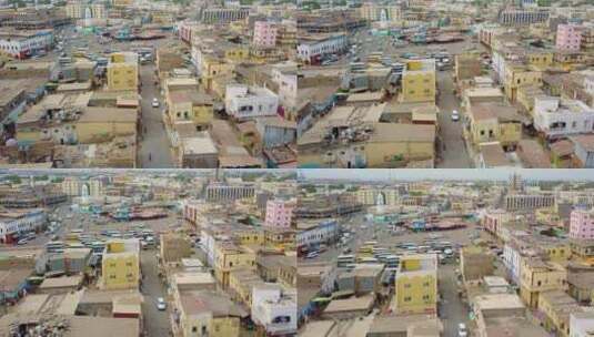 无人机航拍北非吉布提小镇高清在线视频素材下载