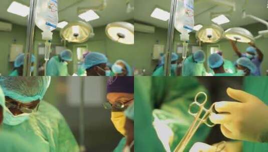 几名医生正在认真的给病人做手术高清在线视频素材下载